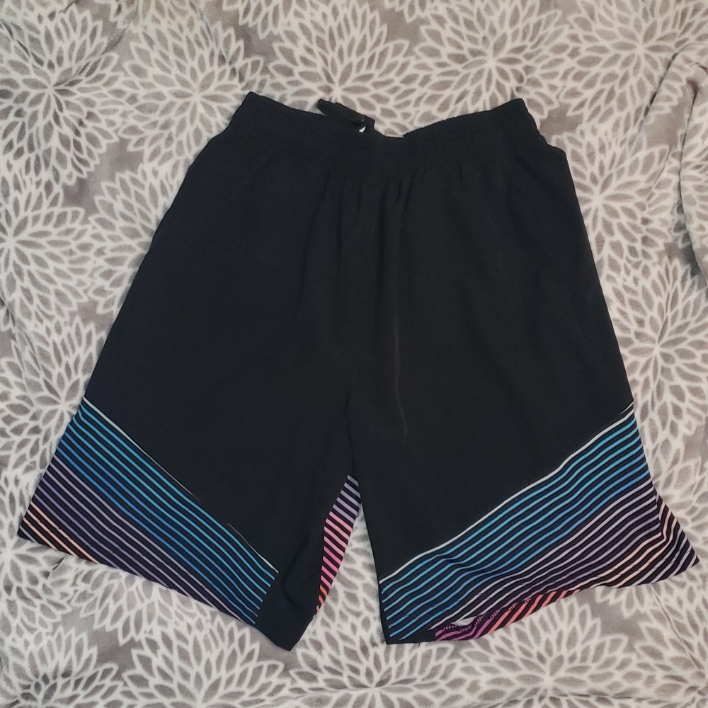 Black with Multi Color Striped Shorts